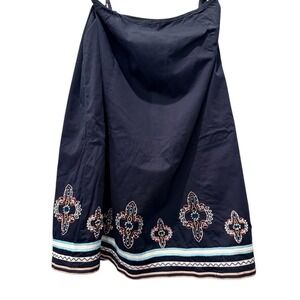 Due Per Due Vintage Navy Blue Embroidered & Beaded Midi Skirt Women's Size 18W